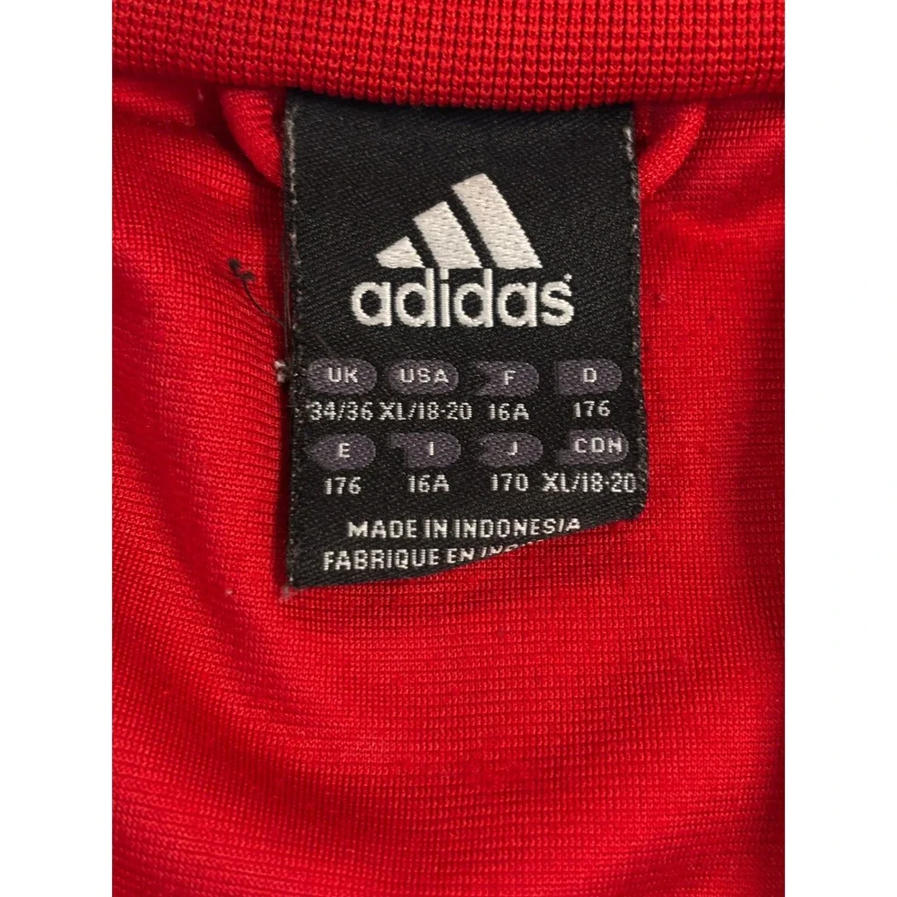 Adidas Youth XL Red‎ White Grey Full Zip Track Jacket Boys 18-20 Three Stripe
